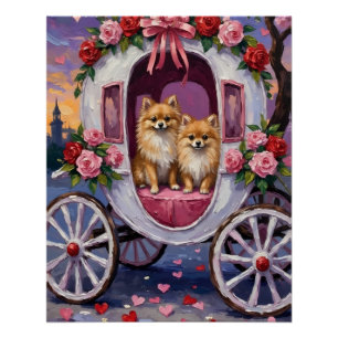 Poster Chien Poméranie Saint-Valentin