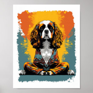 Poster Chien Pop Art Yoga Méditation Cavalier King Charle
