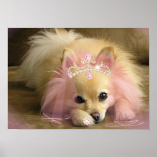 Poster chien princesse de fée avec couronne diamant