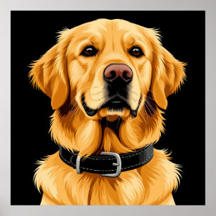 Poster Chien Retriever doré avec collier noir