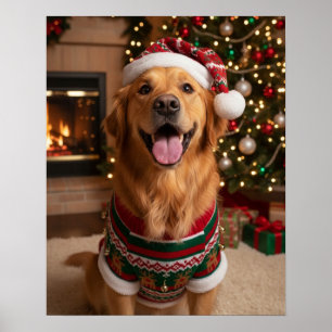 Poster Chien Retriever doré joyeux en pull Cozy personnal