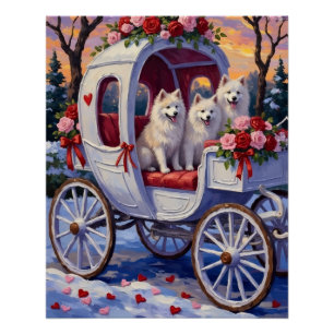 Poster Chien Samoyède Saint-Valentin