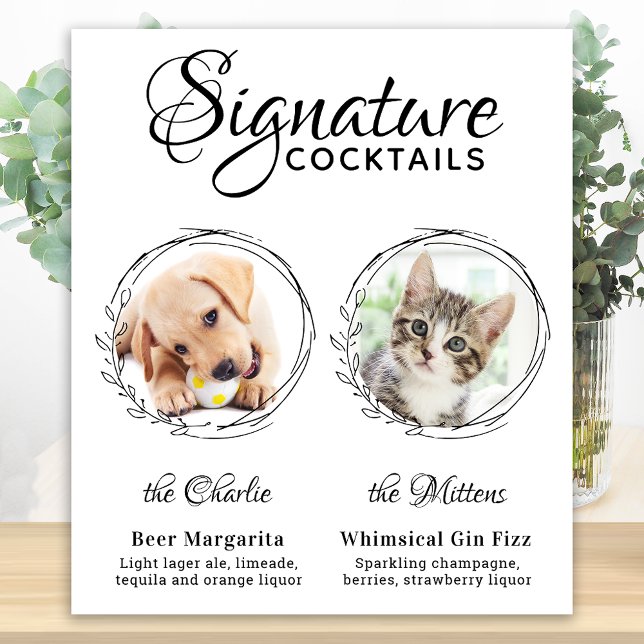 Poster Chien Signature Boissons Personnalisé 2 Photo Anim (Créateur téléchargé)