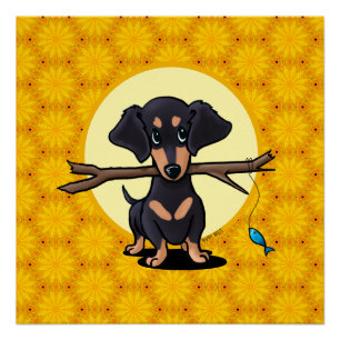 Poster Chien Sunny Boho Dachshund