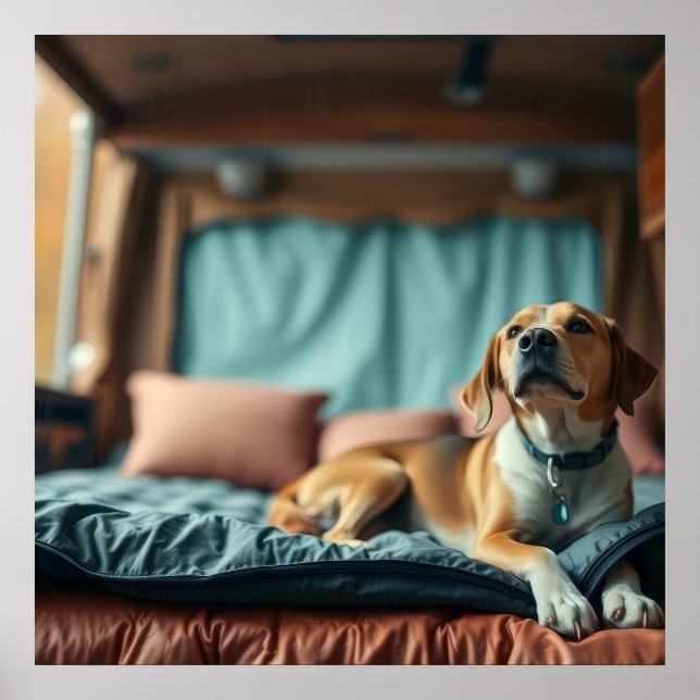 Poster Chien sur Lit (Devant)