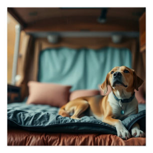 Poster Chien sur Lit