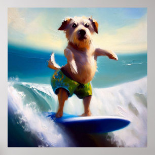 Poster Chien surf