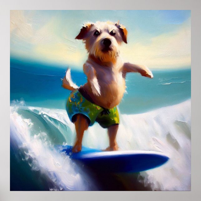 Poster Chien surf (Devant)
