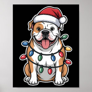 Poster Chien-taureau Américain Enveloppé Dans Les Lumière
