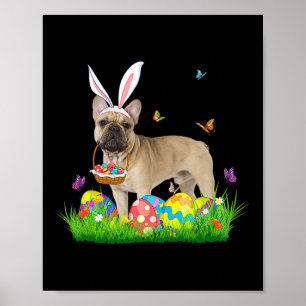 Poster Chien-taureau français avec panier d'oeufs Oeuf de