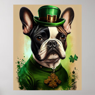 Poster Chien-taureau français en tenue de la Saint Patric