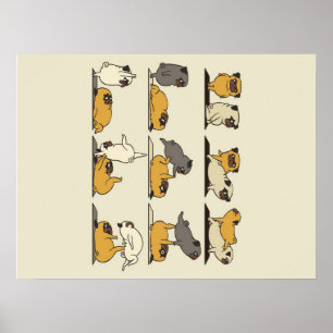 Poster Chien-taureaux français Pots de Yoga   Amateurs de