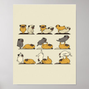 Poster Chien-taureaux français Pots de Yoga   Amateurs de