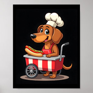 Poster Chien Teckel Drôle Hotdog Sandwich Weenie Saucisse