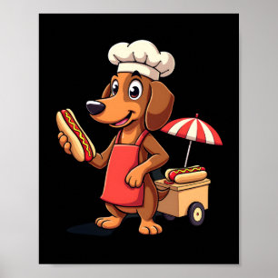 Poster Chien Teckel Drôle Weenie Saucisse Hotdog Sandwich