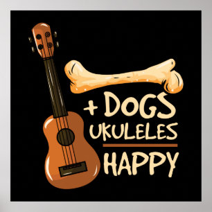 Poster Chien Ukuleles heureux