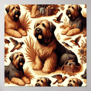Poster Chien vintage Briard sans soudure