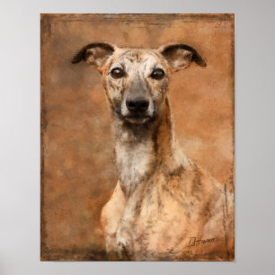 Poster Chien Whippet Bringé