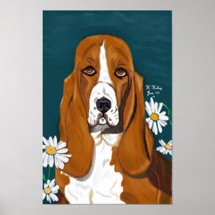Poster Chienchien dans l'affiche de marguerites