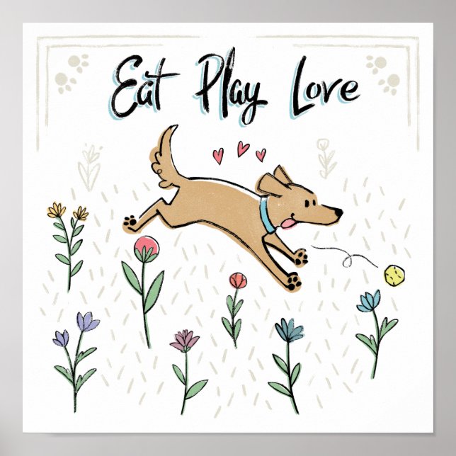Poster Chiens dans le jardin II | Mangez l'amour (Devant)