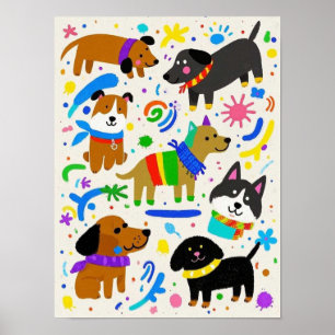 Poster Chiens de caricature ludiques