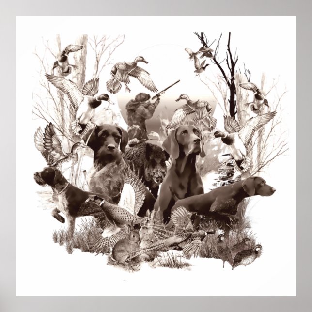 Poster Chiens de chasse, Chiens d'armes, saison de chasse (Devant)