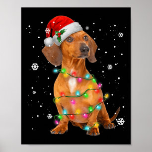 Poster Chiens de Dachshund Arbre Noël Chandail Noël Noël
