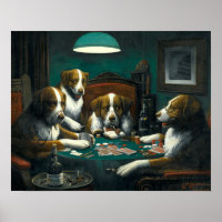 Chiens de l'époque victorienne jouant au poker par