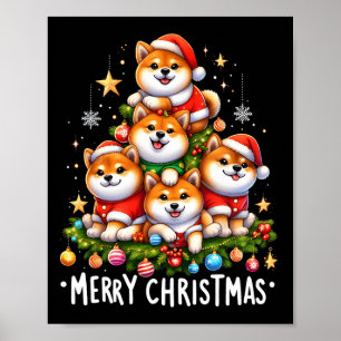 Poster Chiens de Shiba Inu Joyeux Noël Noël Joyeux Noël