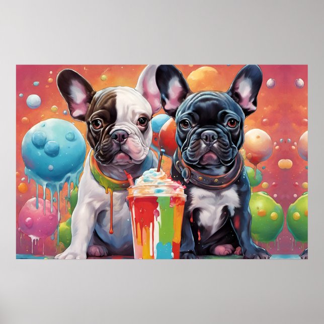 Poster Chiens de taureau français, Milkshake (Devant)