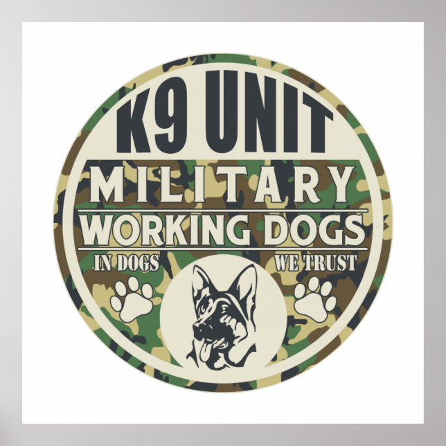 Poster Chiens de travail de l'unité K9 militaire (Devant)