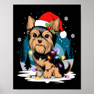 Poster Chiens de Yorkie Arbre Chandail de Noël Xmas Anima