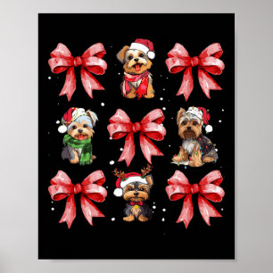 Poster Chiens de Yorkie Cute Coquette Bow Noël Animal ani