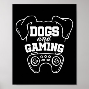 Poster Chiens Et Jeu Joueur Vidéo Jeux Joueur Jeux Nerd