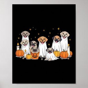 Poster Chiens Fantômes Chiens Mignons Habillés Comme Ghos