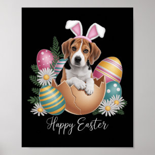 Poster Chiens Floraux Jour de Pâques Mignonne Chien Beagl
