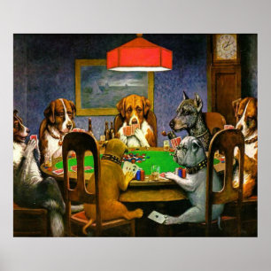 Poster Chiens jouant au poker