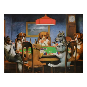Poster Chiens jouant au Poker par Cassius Marcellus Cooli