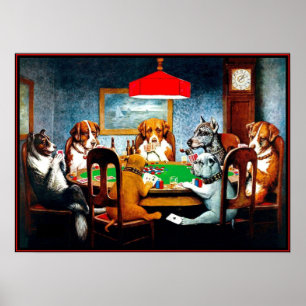 Poster CHIENS JOUER POKER Vintage C M Coolidge Imprimer