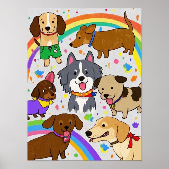 Poster Chiens Jouets Petits Chiens (Devant)