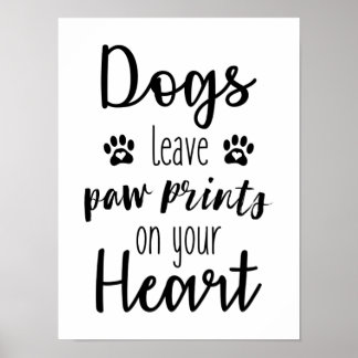 Poster Chiens Laisser Des Empreintes de pattes Sur L'Affi