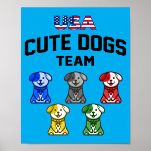 Poster Chiens Mignons Drôles Équipe De Chiots Usa
