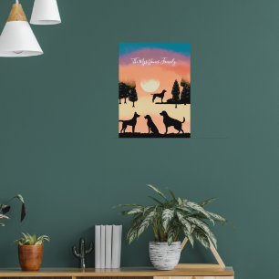 Poster Chiens rétro personnalisés dans les arbres de Noël