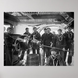 Poster Chiens salés avec l'arme à feu, 1890s