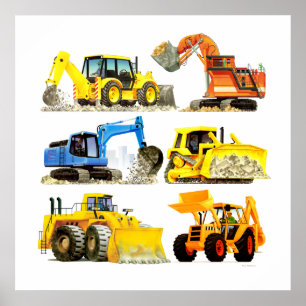 Poster Chiffre de construction pour enfants massif et exc