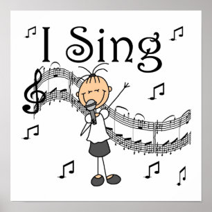 Poster Chiffre fille de bâton je chante le T-shirts et
