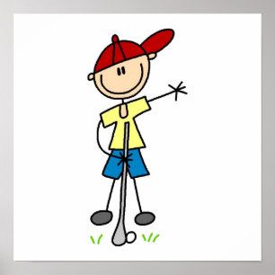 Poster Chiffre masculin golfeur de bâton