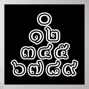 Poster Chiffres thaïlandais Pyramide ♦ Script en thaï ♦