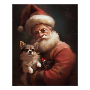 Poster Chihuahua avec le Père Noël Noël Festif