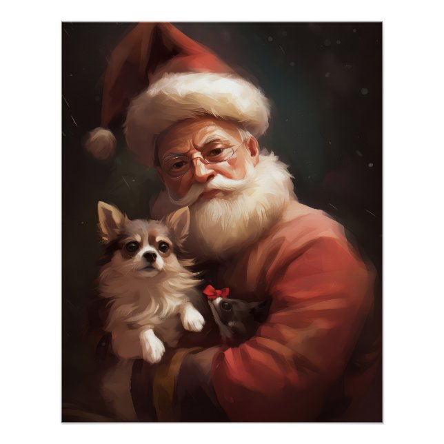 Poster Chihuahua avec Noël Festif du Père Noël (Devant)